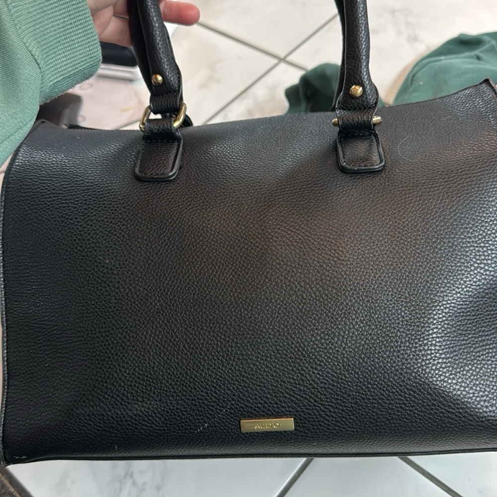 Aldo Elegant Black Tote with Gold Details